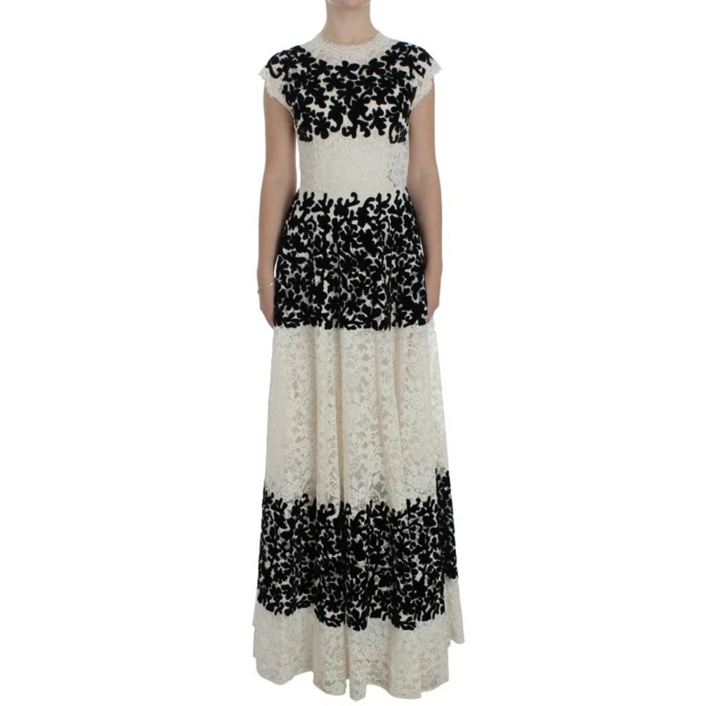 Elegant Black and White Lace Dress
